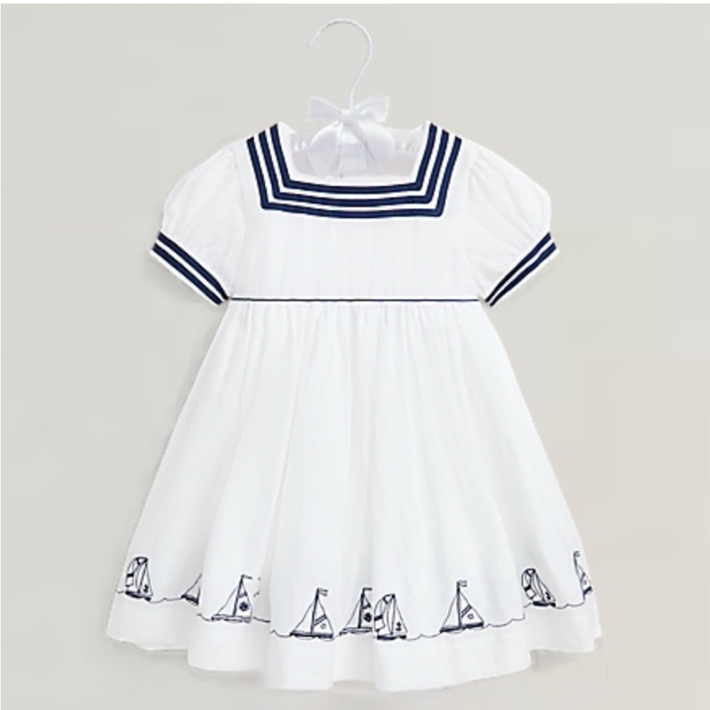 New Ralph Lauren Baby Girl Nautical Linen Dress